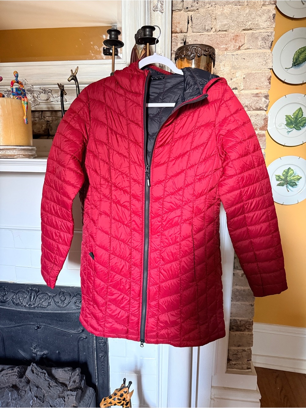 Women’s Red puffy Hooded Jacket